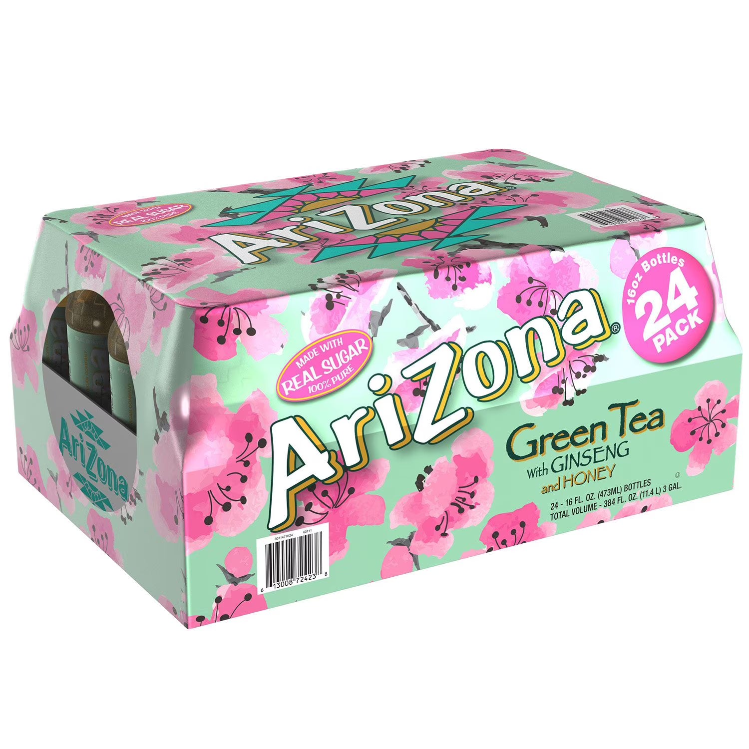 AriZona Green Tea with Ginseng and Honey 16 fl oz 24 Pack – Ready-to-Drink Iced Tea, Sweetened Herbal Beverage, Bulk Value Pack, Refreshing Energy Drink Alternative