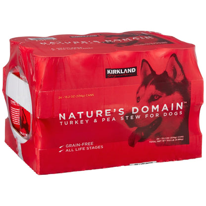 Kirkland Signature Nature's Domain Canned Dog Food, Turkey & Pea Stew, 13.2 oz, 24-count