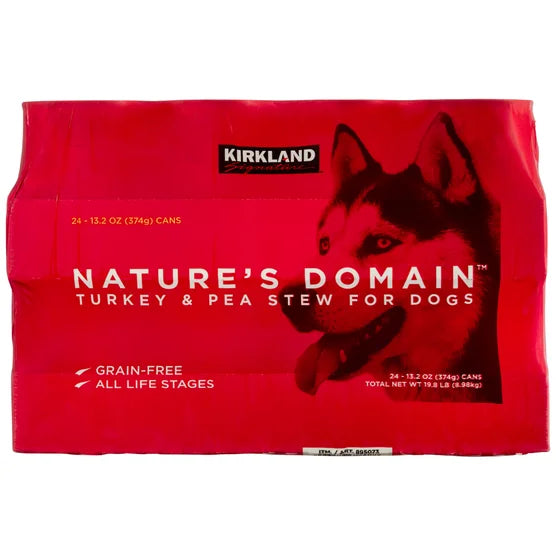 Kirkland Signature Nature's Domain Canned Dog Food, Turkey & Pea Stew, 13.2 oz, 24-count