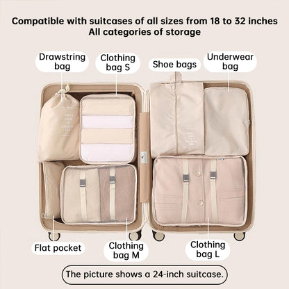 7Pcs Travel Packing Cubes, Luggage Organizer Set with Shoe Bag for Clothes Storage