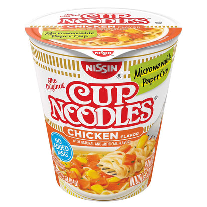 Nissin Cup Noodles Chicken Flavor 2.25 oz 24 Pack – Instant Ramen Soup Cups, Quick 3-Min Meal, Bulk Value Pack, Ready-to-Eat Comfort Food
