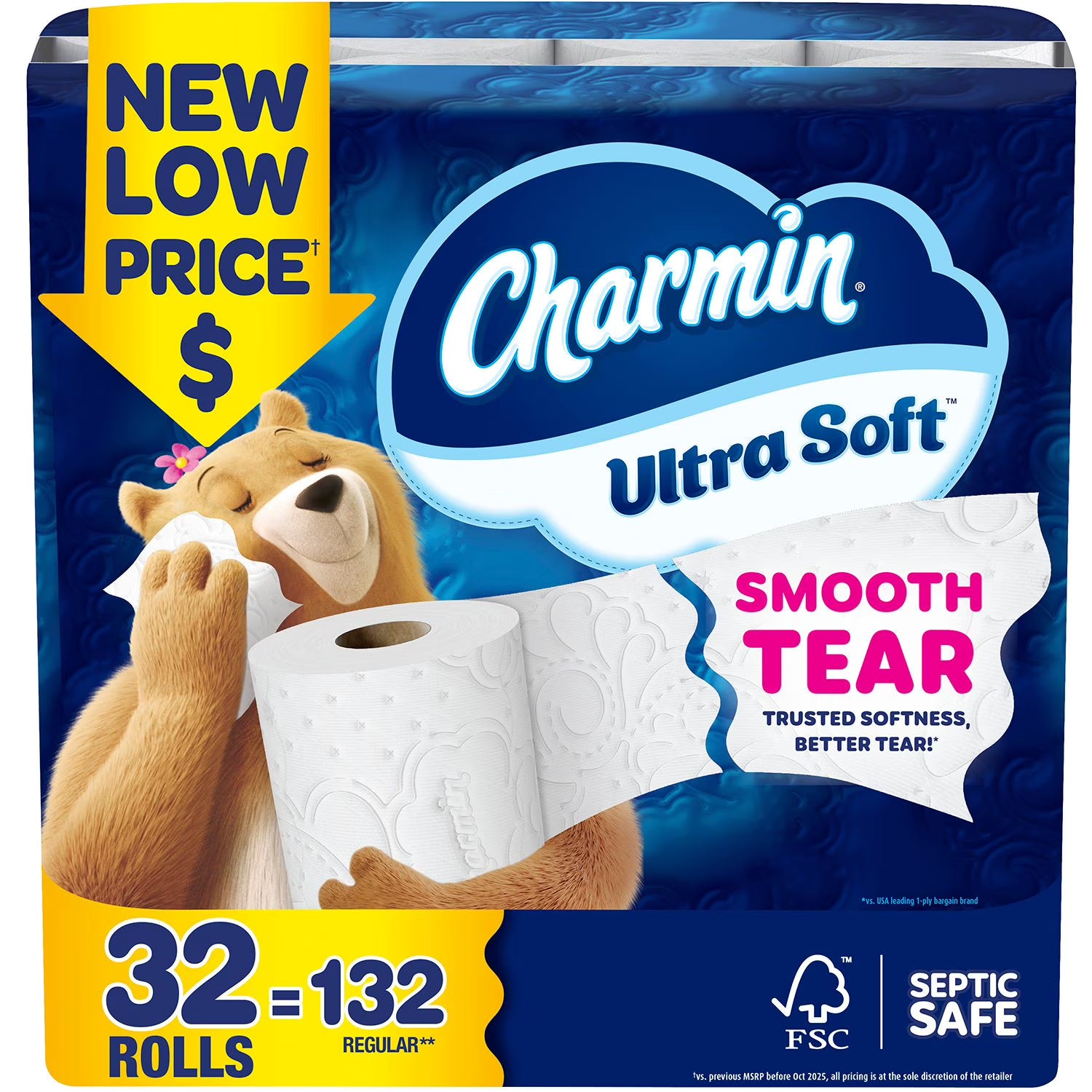 Charmin Ultra Soft Toilet Paper 2-Ply 32 Rolls 215 Sheets – Premium Bath Tissue, Ultra Soft Comfort, Strong & Absorbent, Bulk Family Value Pack