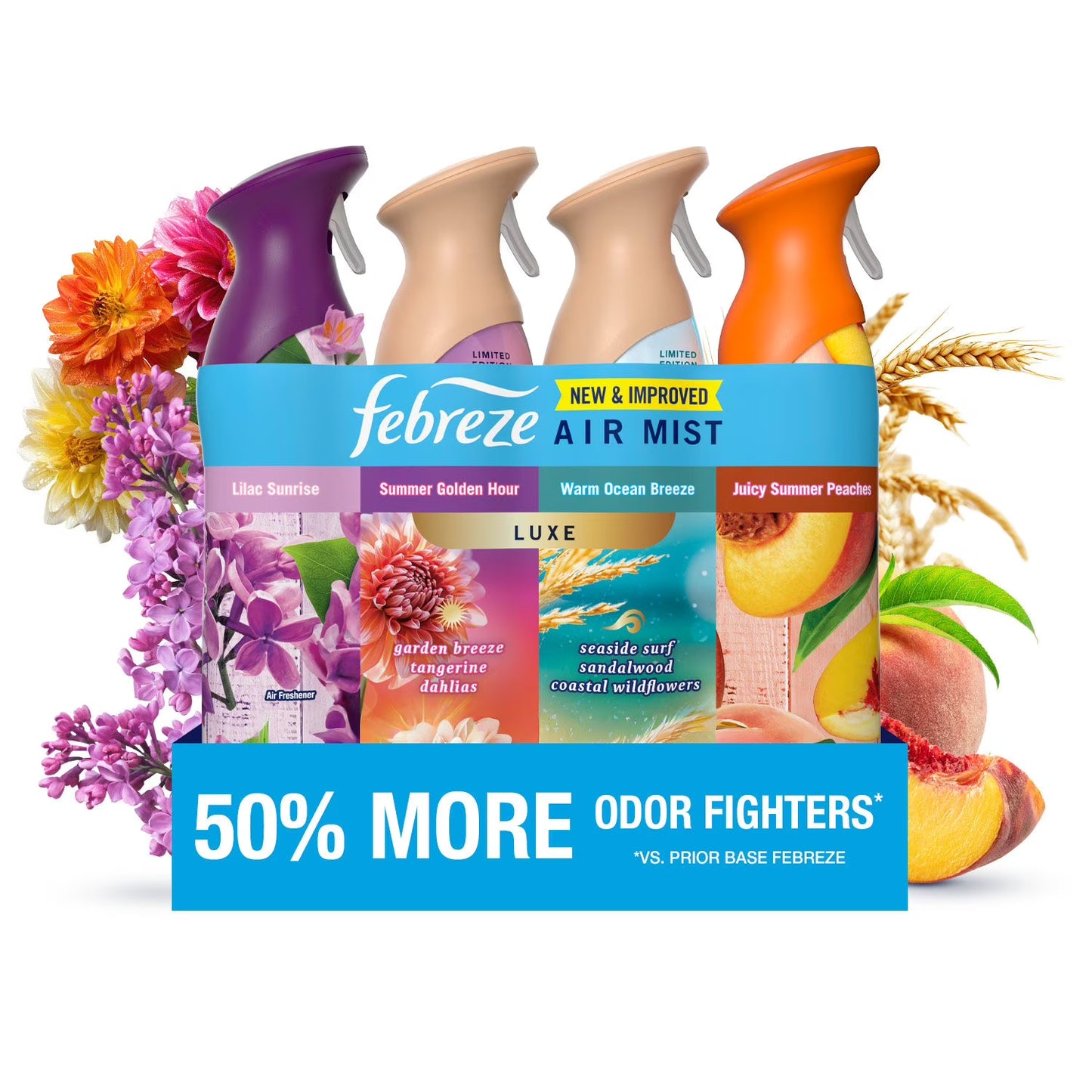 Febreze Air Mist Air Freshener Spray Spring Mixed Scent 4 Pack 32.4 oz – Odor Eliminator Room Spray, Long-Lasting Fresh Scent, Home & Office Air Freshener Bulk Pack