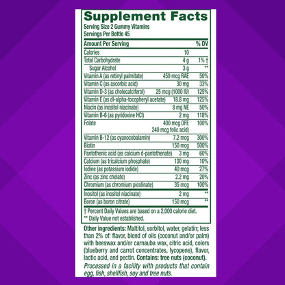Vitafusion Women’s Sugar Free Daily Multivitamin Gummies (90 Count) – Energy, Bone & Immune Support Adult Vitamin Supplement