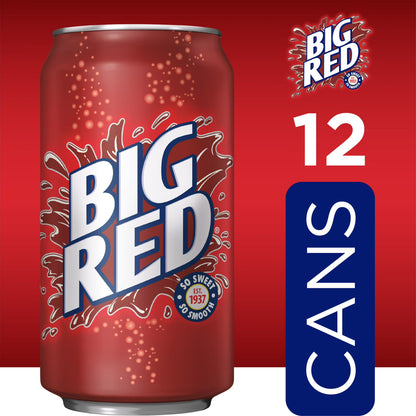 Big Red Soda Pop, 12 fl oz Cans, 12-Pack – Sweet Creamy Red Citrus Flavored Soft Drink