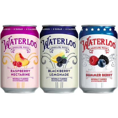 Waterloo Sparkling Water Variety Pack 12 fl oz 24 Pack – Zero Sugar Carbonated Water, Assorted Flavors, Refreshing Healthy Drink, Bulk Case