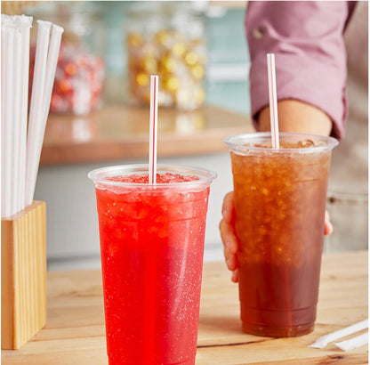 10 1/4 Jumbo Red and white striped wrapped straw 2000/case
