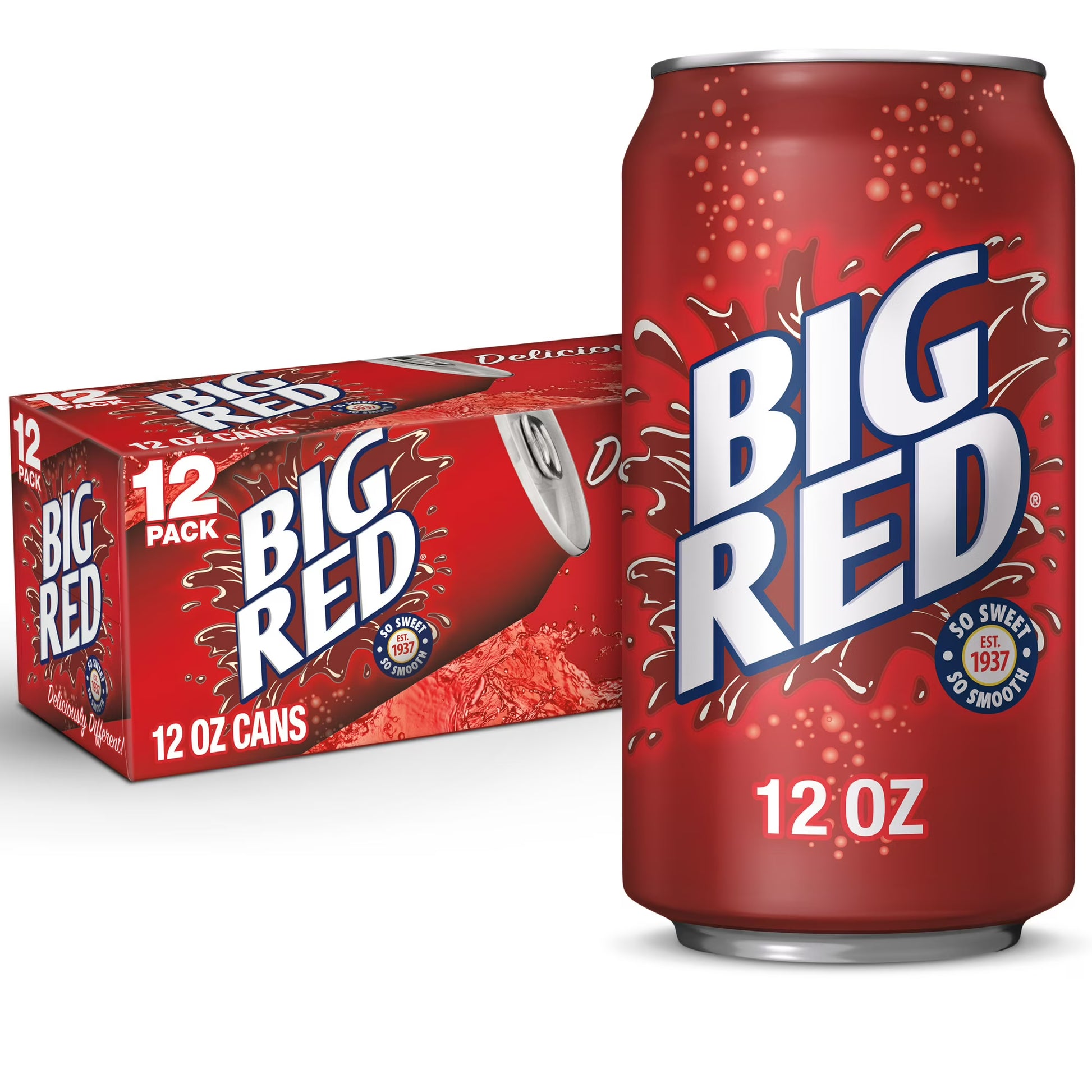 Big Red Soda Pop, 12 fl oz Cans, 12-Pack – Sweet Creamy Red Citrus Flavored Soft Drink