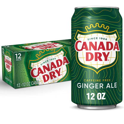 Canada Dry Ginger Ale Soda, 12 fl oz Cans, 12-Count – Classic Crisp & Refreshing Caffeine Free Soft Drink