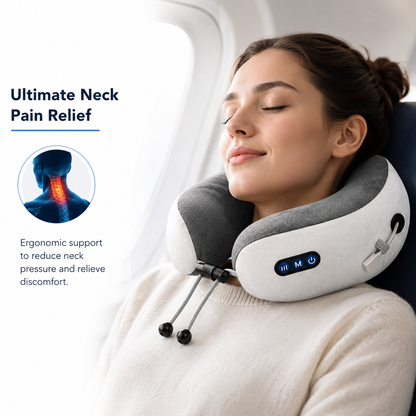 Rechargeable Massage Memory Foam Travel Neck Pillow Flight Airplane Support Cushion AU