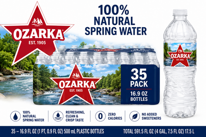 OZARKA 100% Natural Spring Water, 16.9-ounce Plastic Bottles (Pack of 35)
