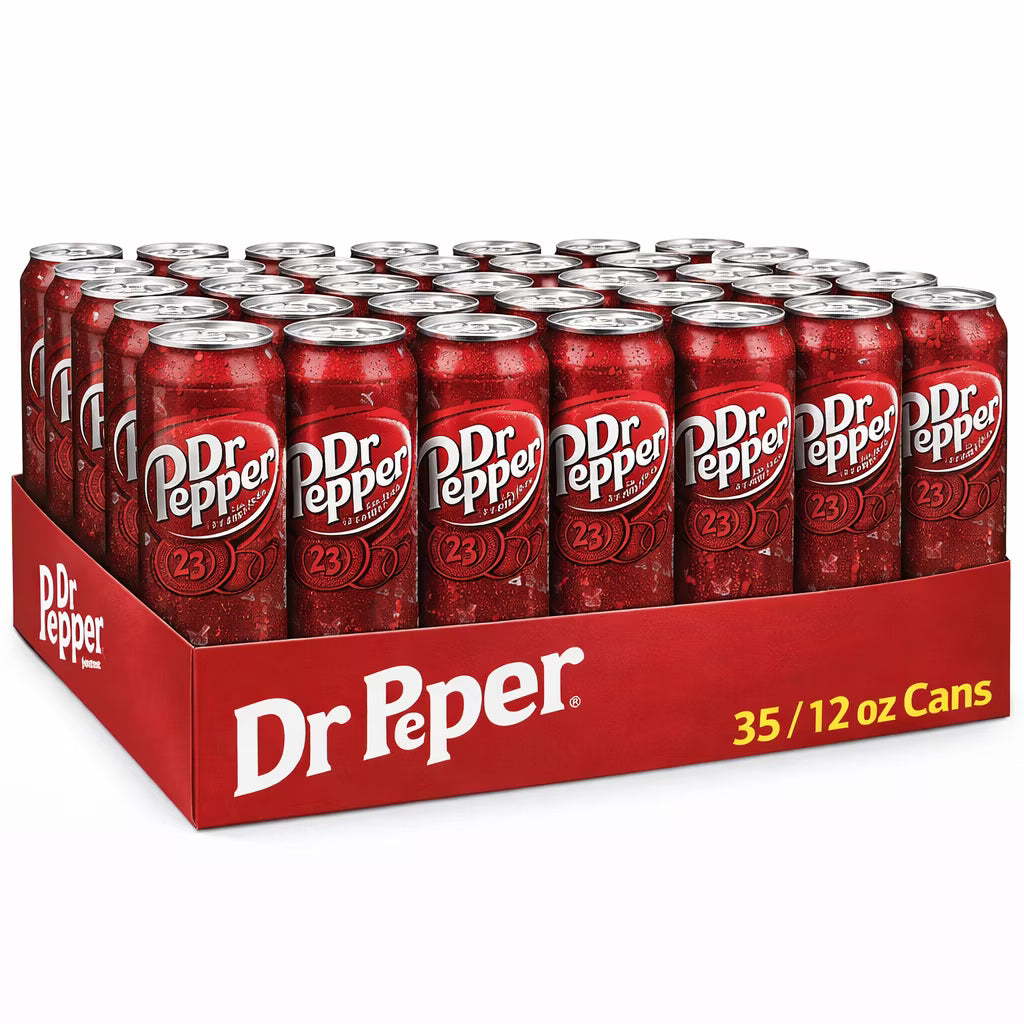 Dr Pepper Soda, 35 Pack of 12 oz Aluminum Cans, Original 23 Flavors Carbonated Soft Drink, Classic Refreshing Taste