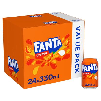 Fanta Orange Soda 24 x 330 ml Multipack, Imported from Britain, Caffeine-Free Carbonated Soft Drink