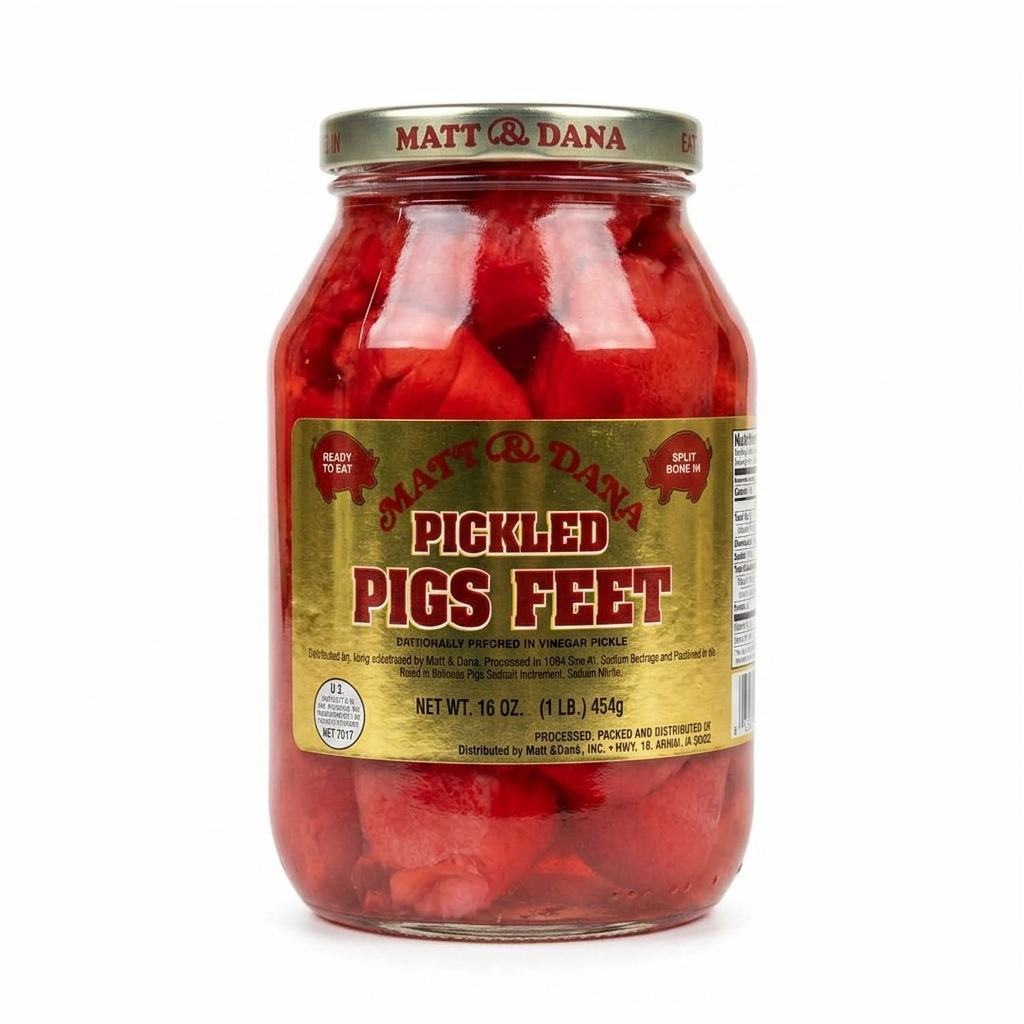 Matt & Dana Pickled Pigs Feet – Split Bone-In – Ready to Eat – 16 oz (1 lb)