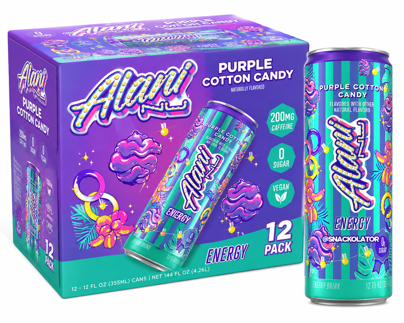 New alani  purple cotton candy grape pack of 12
