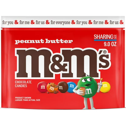 M&M’s Peanut Butter Milk Chocolate Candy, Sharing Size (9 oz Bag) – Crunchy Peanut Butter Center Covered in Milk Chocolate