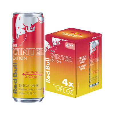 Red Bull Winter Edition Energy Drink – Fuji Apple & Ginger, 12 fl. oz. Cans (Pack of 4)