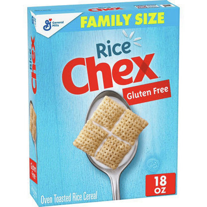 Rice Chex Gluten-Free Breakfast Cereal, Family Size (18 oz) – Light & Crispy Whole Grain Cereal
