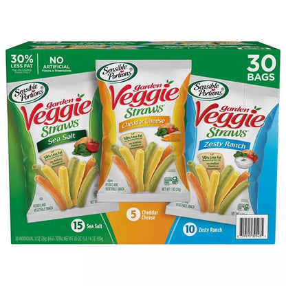 Sensible Portions Garden Veggie Straws Variety Pack, 30 Count, Assorted Flavors Healthy Crunchy Snack Packs