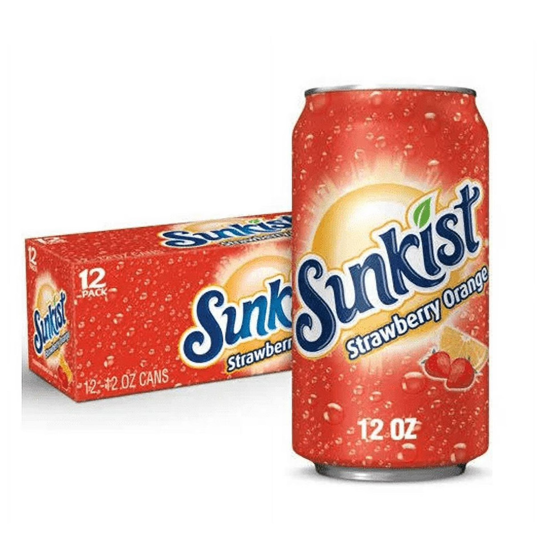 Sunkist Strawberry Orange Soda, 12 fl oz Cans, 24-Pack – Sweet Strawberry & Citrus Orange Flavored Soft Drink