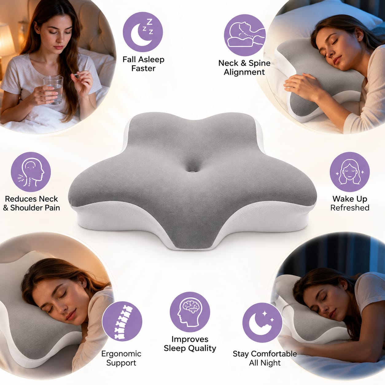 Ergonomic Butterfly Memory Neck Pillow Orthopedic Sleeping Cushion AU