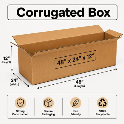 48 x 24 x 12" Single Heavy Duty Corrugated Cardboard Shipping Box