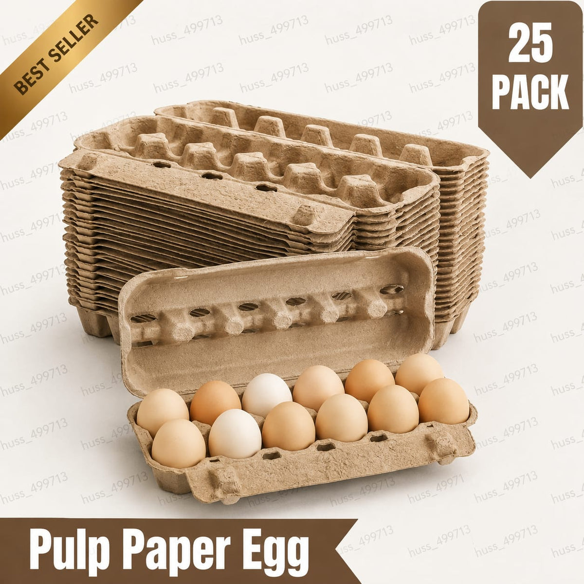 25 Pack 12-Count Pulp Paper Egg Cartons – Recyclable Egg Storage Trays