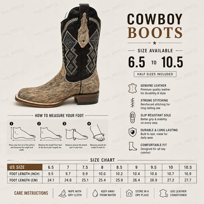 Cowboy Boots for Women & Men Western Style Boots Sizes 6.5–10.5
