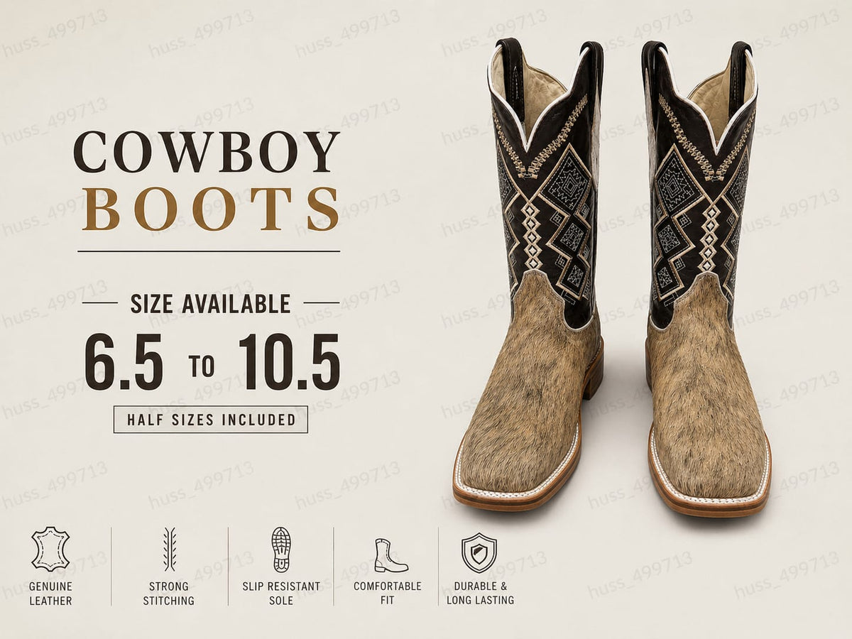 Cowboy Boots for Women & Men Western Style Boots Sizes 6.5–10.5