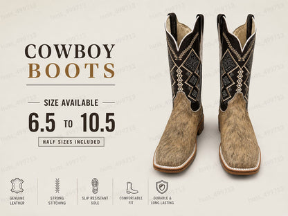 Cowboy Boots for Women & Men Western Style Boots Sizes 6.5–10.5