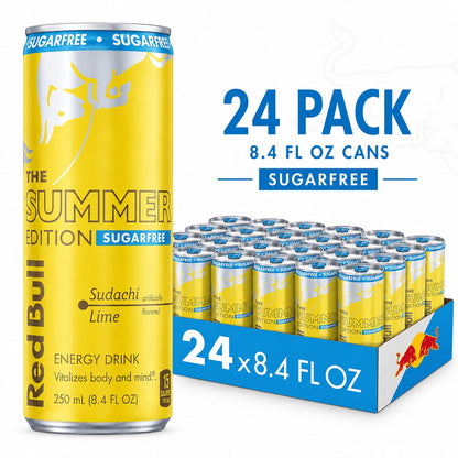 24 Pack Red Bull Summer Edition Sudachi Lime Sugar Free 8.4 fl oz Energy Drink