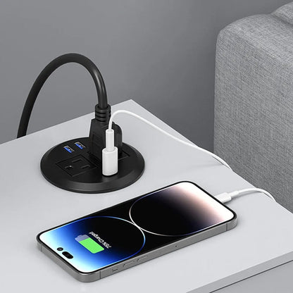 Desktop Power Grommet 2 AC Outlets 2 USB-A Ports Fast Charging USB-C Desk Outlet