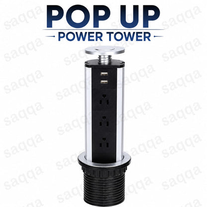 Pop Up Power Strip Countertop Desk Outlet Pull Out Electrical Socket USB Ports