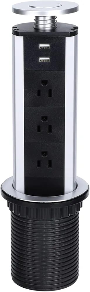 Pop Up Power Strip Countertop Desk Outlet Pull Out Electrical Socket USB Ports