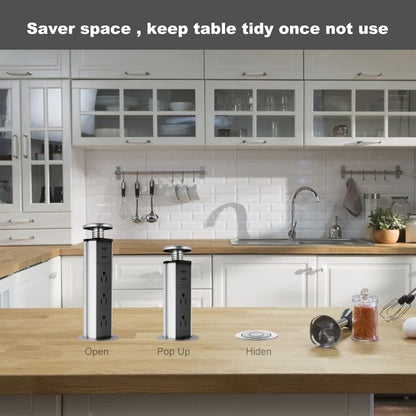 Pop Up Power Strip Countertop Desk Outlet Pull Out Electrical Socket USB Ports