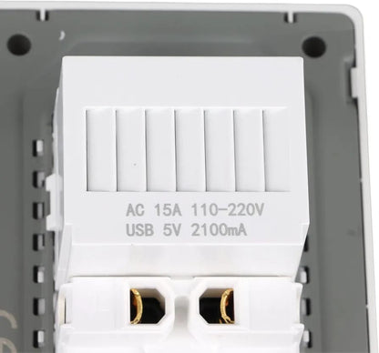 Dual Wall Outlet with USB Ports, 15A 120V AC Receptacle Charger Power Socket