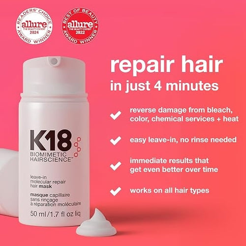 K18 Biomimetic Hairscience Leave-In Molecular Repair Hair Mask Peptide Treatment