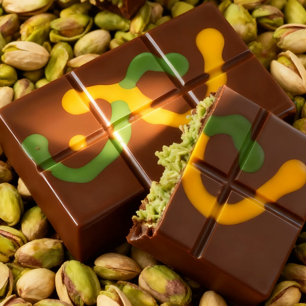 4 Pack Dubai Style Pistachio Chocolate Bars 30g Each Premium Chocolate Treat
