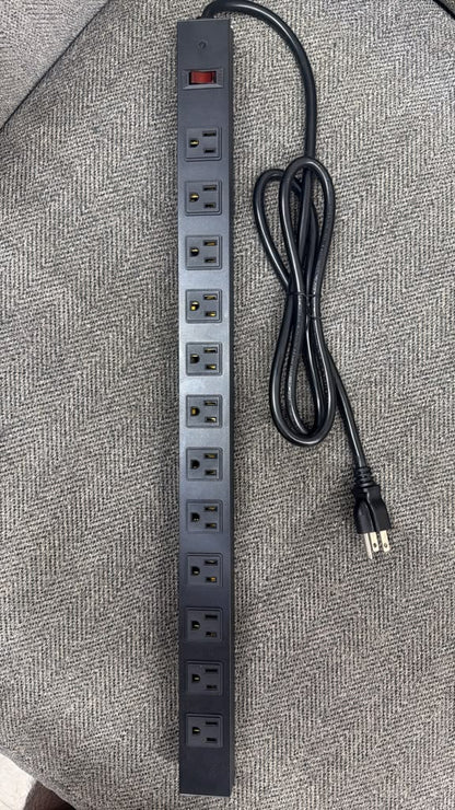 12 Outlet PDU Power Strip 1.5M Aluminum Pure Copper 14 AWG Heavy Duty Socket