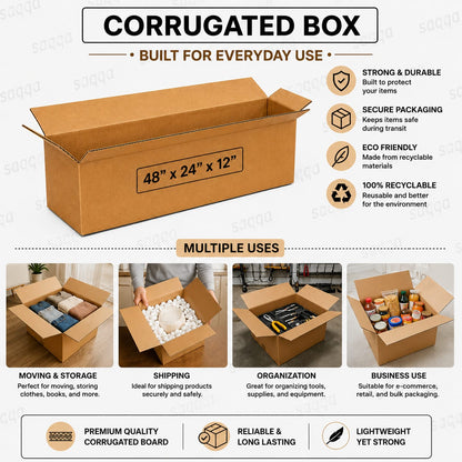 48 x 24 x 12" Single Heavy Duty Corrugated Cardboard Shipping Box