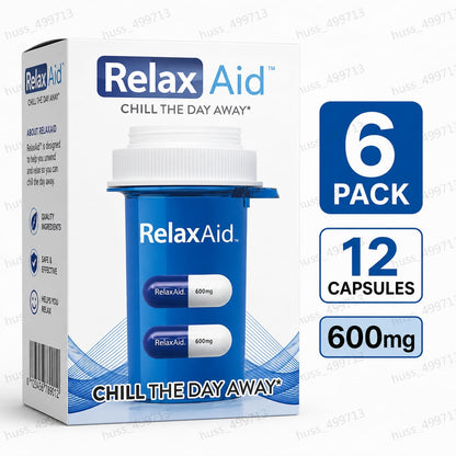 6 Pack Relax Aid 600mg Capsules – 12 Capsules Total