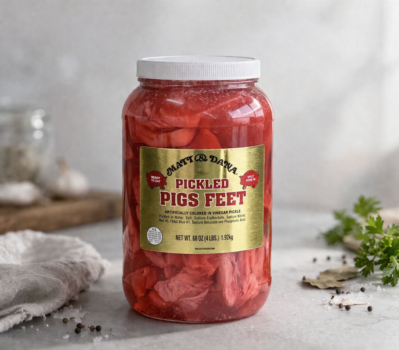 1 Gallon (4.25lb)  Authentic Louisiana Pickled Pig's Feet READY TO EAT
