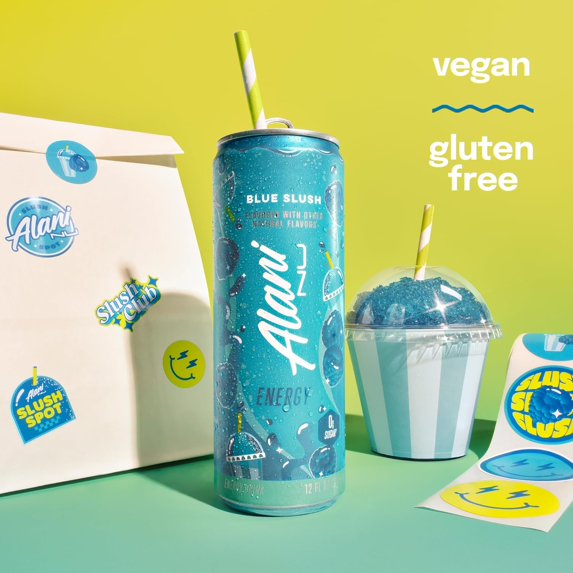 Alani Nu Sugar Free Energy Drink, Blue Slush, 12 fl oz, 12 Pack, Cans, 200mg Caffeine