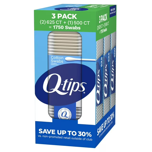 Q-tips Cotton Swabs 1750 Count 3 Pack – Premium Soft Cotton Swabs, Gentle Personal Care Sticks, Bulk Value Pack, Home Essentials