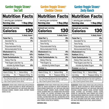 Sensible Portions Garden Veggie Straws Variety Pack, 30 Count, Assorted Flavors Healthy Crunchy Snack Packs