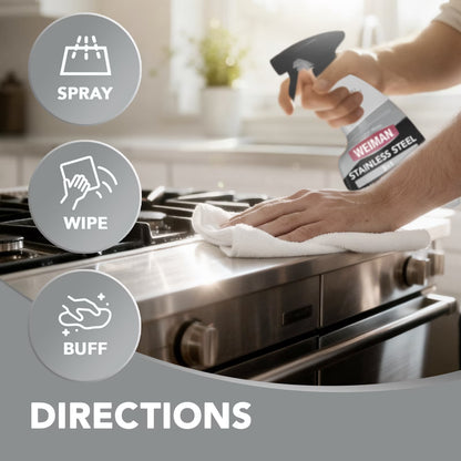 Weiman Stainless Steel Cleaner & Polish Spray, 12 fl oz – Removes Fingerprints, Streak-Free Shine, Protective Barrier for Appliances