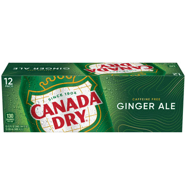 Canada Dry Ginger Ale Soda, 12 fl oz Cans, 12-Count – Classic Crisp & Refreshing Caffeine Free Soft Drink
