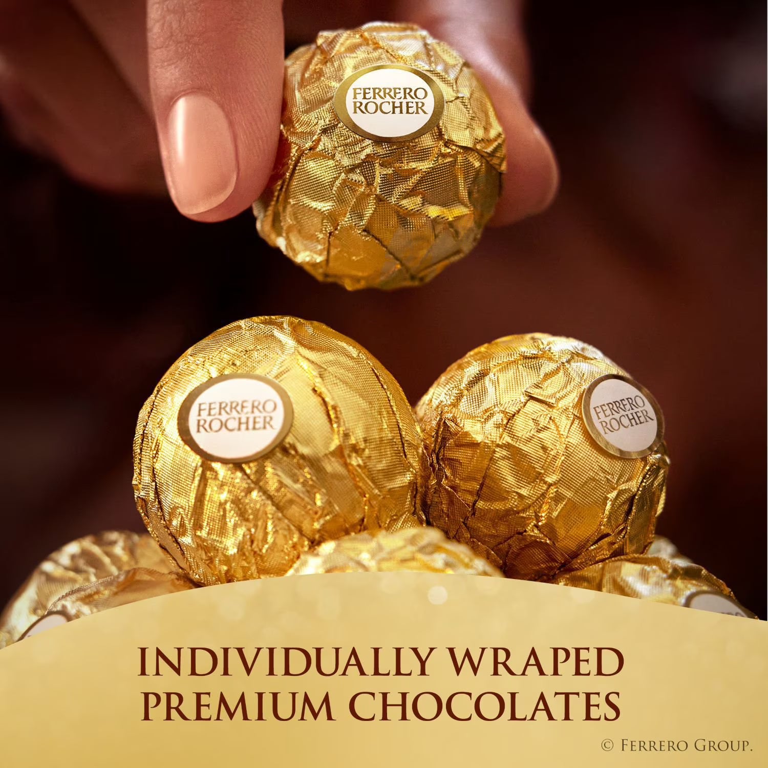 Ferrero Rocher Premium Milk Chocolate Hazelnut 48 Count – Gourmet Chocolate Candy, Crunchy Hazelnut Center, Luxury Gift Box, Bulk Pack