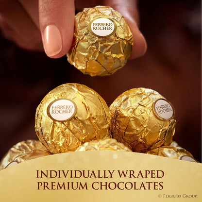 Ferrero Rocher Premium Milk Chocolate Hazelnut 48 Count – Gourmet Chocolate Candy, Crunchy Hazelnut Center, Luxury Gift Box, Bulk Pack