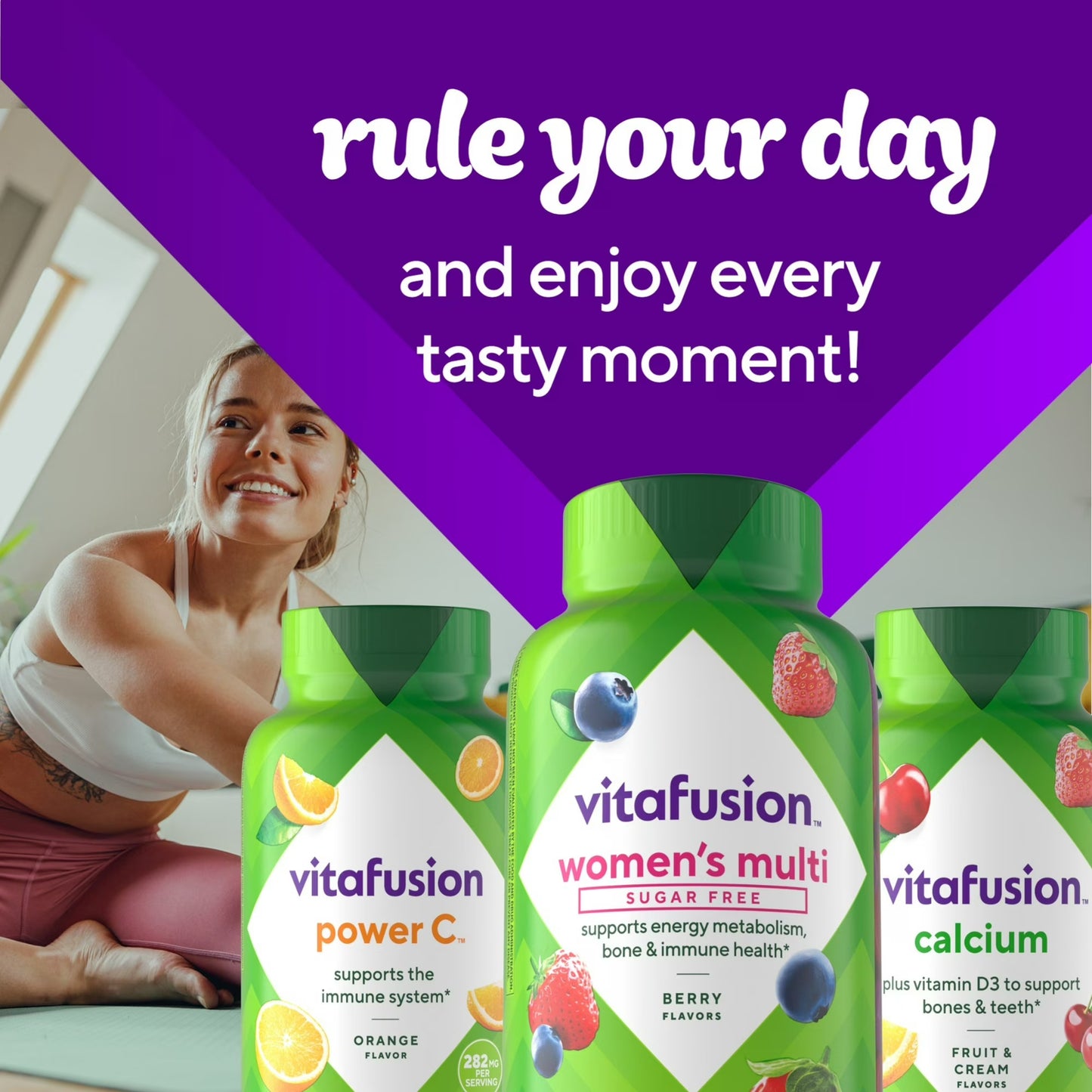 Vitafusion Women’s Sugar Free Daily Multivitamin Gummies (90 Count) – Energy, Bone & Immune Support Adult Vitamin Supplement